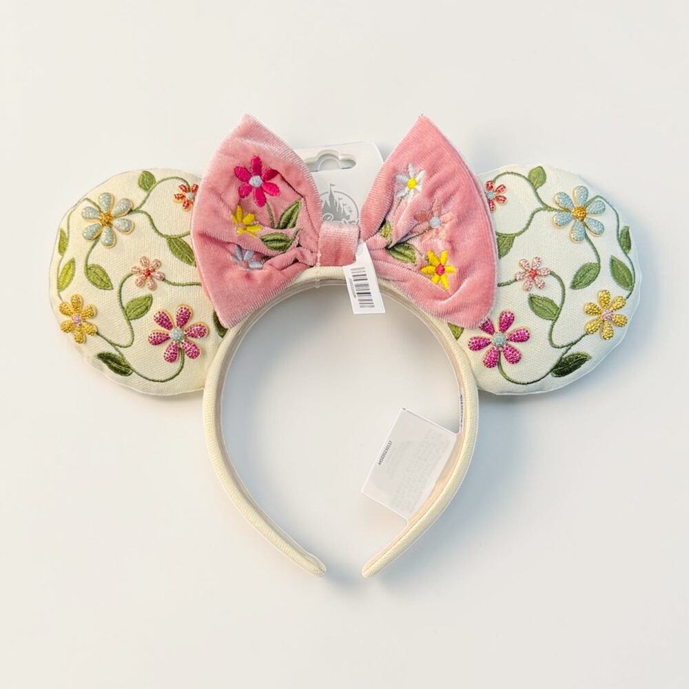 Disney BaubleBar Minnie Mouse Floral Embroidered Ear Headband NWT